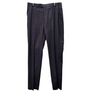 Calvin Klein Pants Mens 34W 34L Jace Burgundy Plaid Slim Fit Suit Dress Trousers